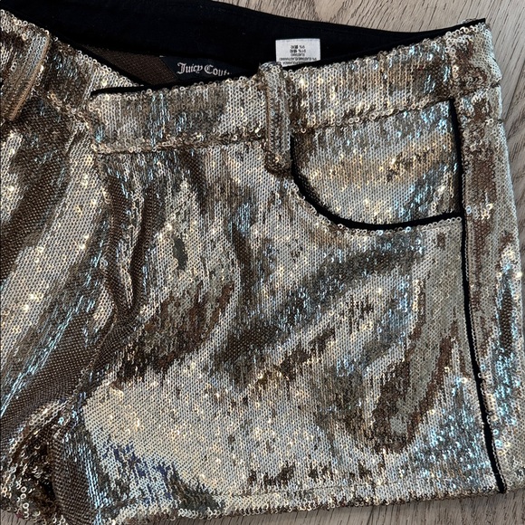 Juicy Couture Women's Shimmering Silver High Waist Shorts - Picture 3 of 6